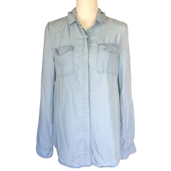 KAYAS DESIGN Shirt Women's Size Small Blue Chambray 100% Tencel Button Up Tunic - Picture 12 of 12